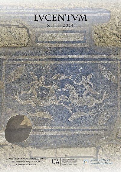 Mosaico con escena de thíasos del Forau de la Tuta (Artieda, Zaragoza). Ortofoto de Jorge Angás